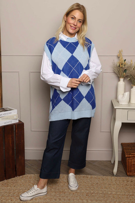 Ladies Theresa Argyle Knitted Vest