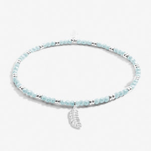 Joma Jewellery Boho Beads Feather Bracelet in Blue and Silver Plating