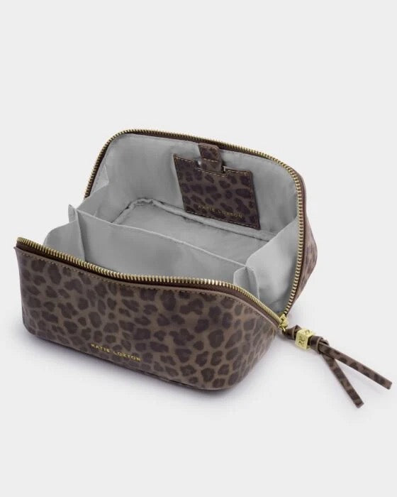 KATIE LOXTON Fold-Out Mirror Make up Bag Leopard
