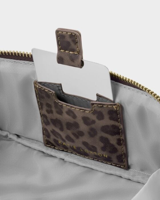 KATIE LOXTON Fold-Out Mirror Make up Bag Leopard