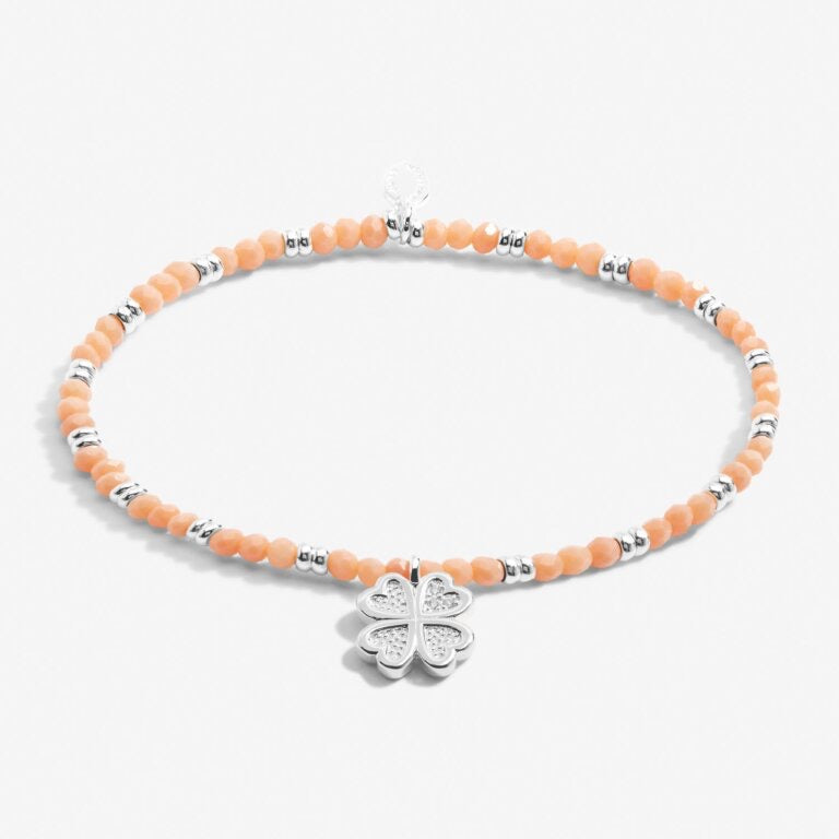 Joma Jewellery Boho Beads Flower Bracelet in Orange and Silver Plating