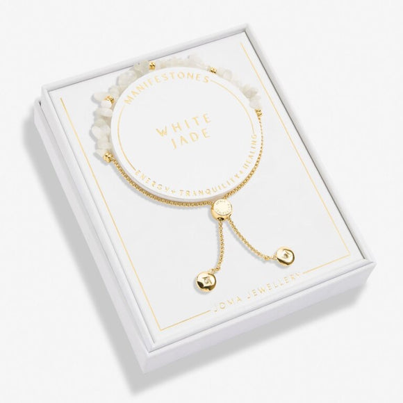 Joma Jewellery Manifestones White Jade Bracelet in Gold Plating