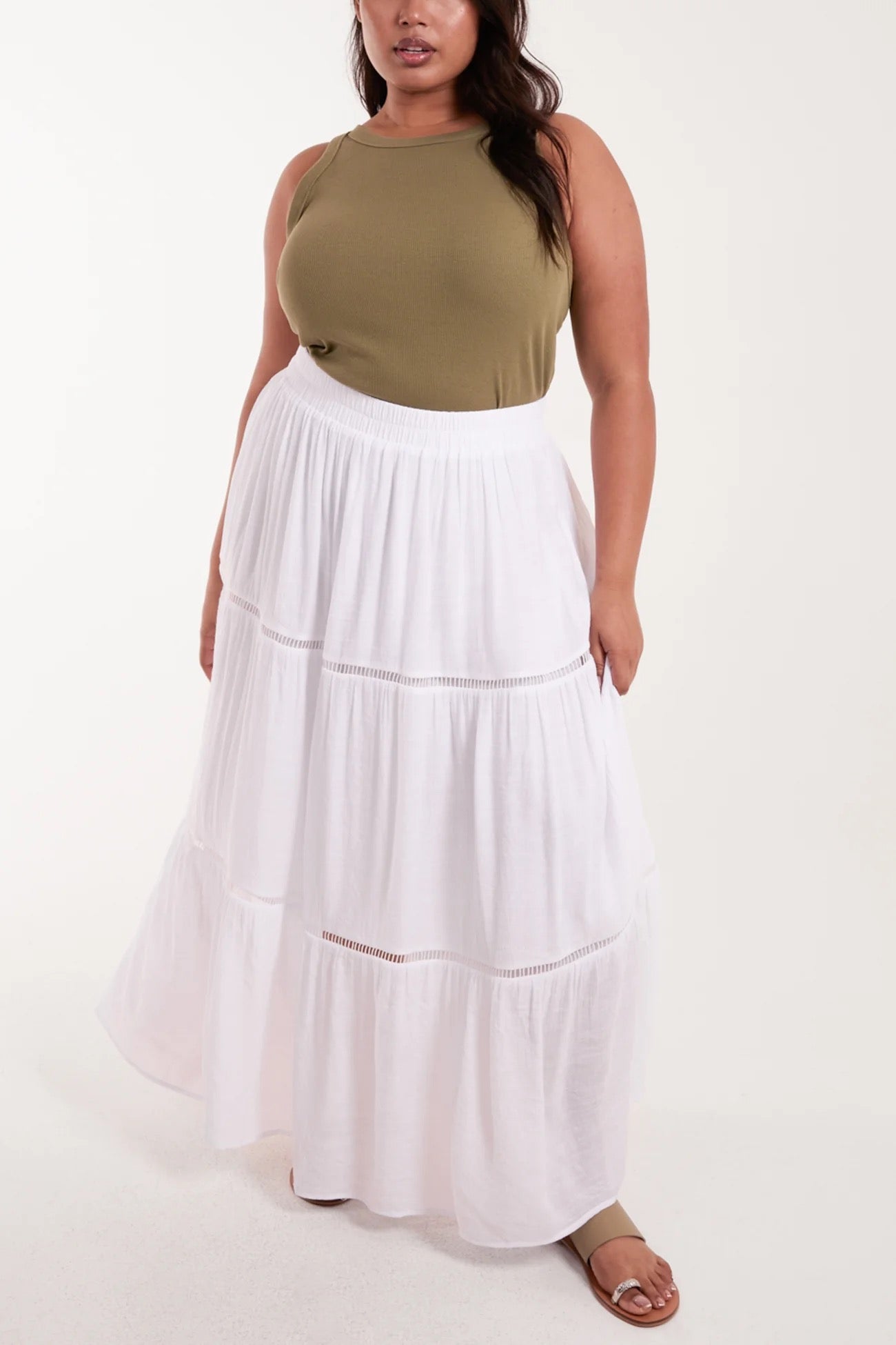 Ladder Trim Style Maxi Skirt