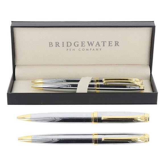 Bridgewater Chester Chrome & Gold Ball Pen and Pencil Set