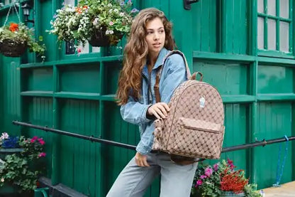Signare Large Rucksack in Monogram Design with Teddy Bear Logo
