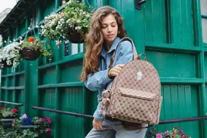 Signare Large Rucksack in Monogram Design with Teddy Bear Logo