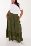 Tiered Shirred Maxi Skirt