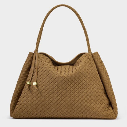 KATIE LOXTON Nova Hand Woven Large Shoulder Bag Light Caramel Suedette