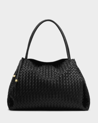 KATIE LOXTON Nova Hand Woven Large Shoulder Bag in Black