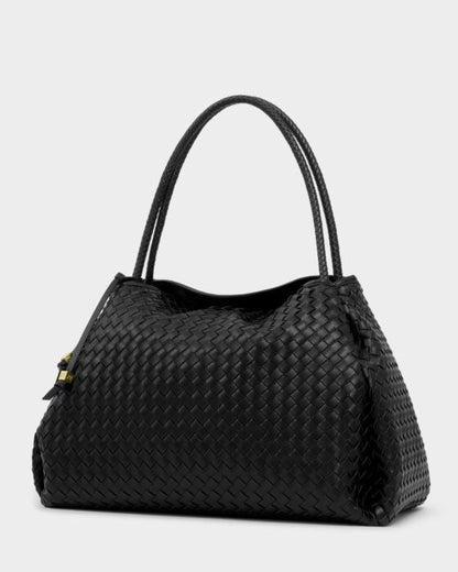 KATIE LOXTON Nova Hand Woven Large Shoulder Bag in Black