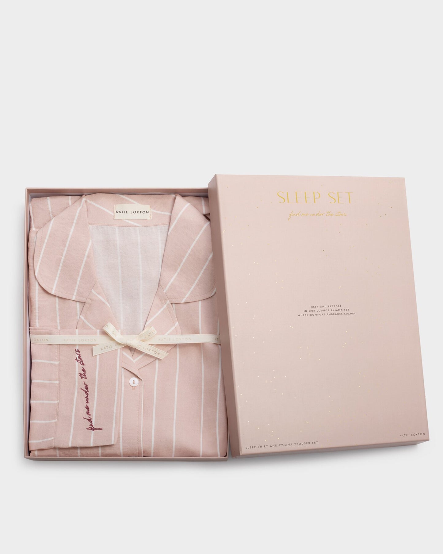 KATIE LOXTON Gift Boxed Pyjama Gift Set in Pink and White Stripe