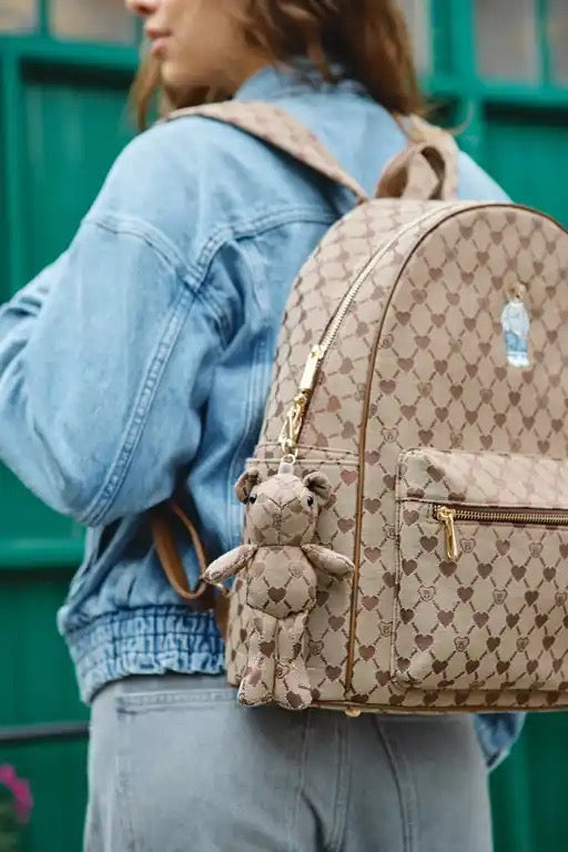 Signare Large Rucksack in Monogram Design with Teddy Bear Logo