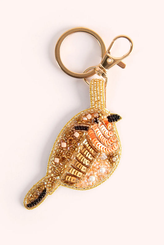 Powder Beaded Key Chain or Bag Charm - Robin Red Breast