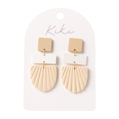 KiKi Earrings by Splosh Beige Square