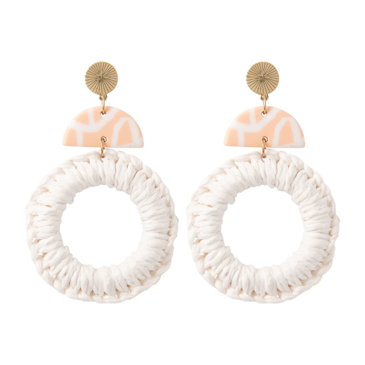 KiKi Earrings by Splosh Pink and White Hoop