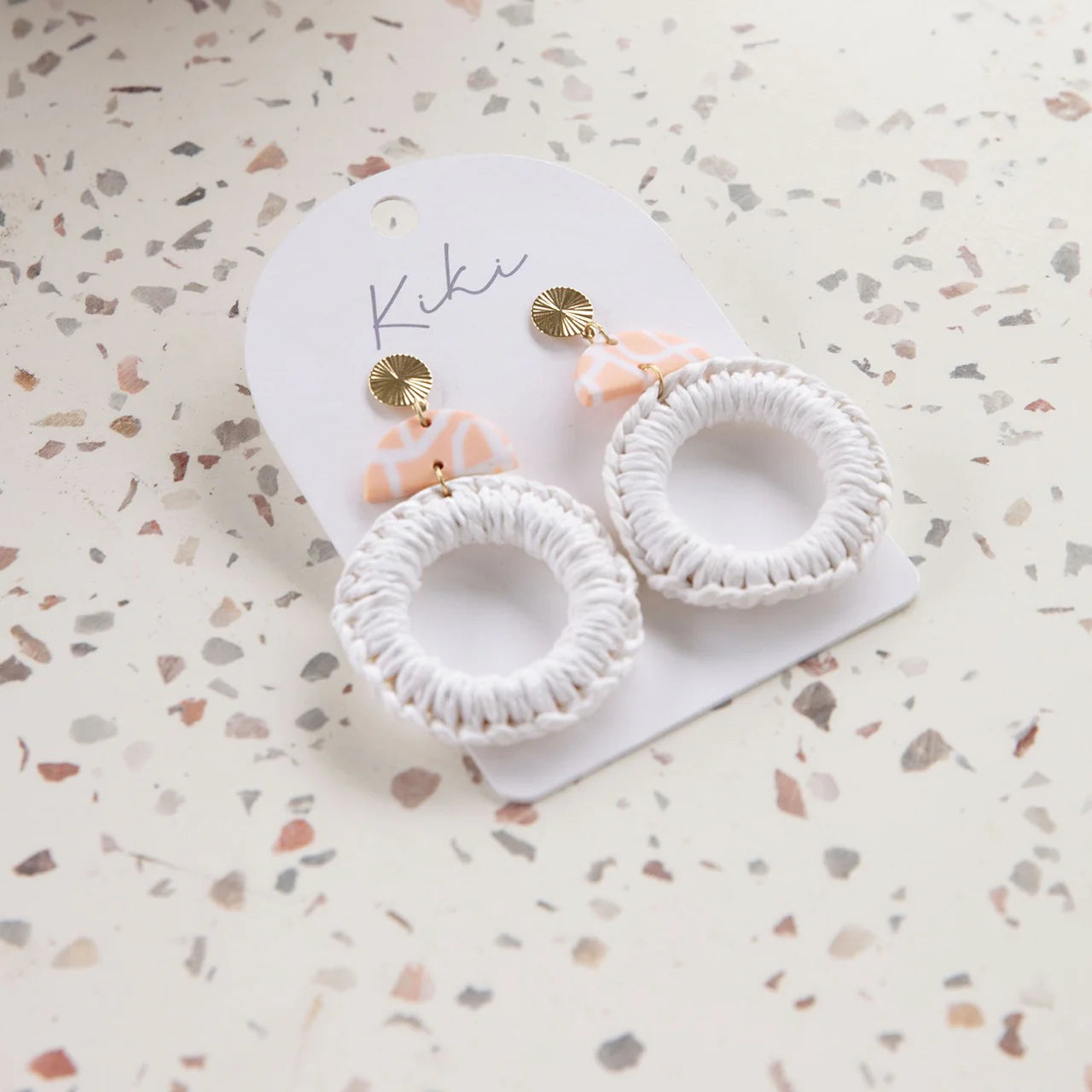 KiKi Earrings by Splosh Pink and White Hoop