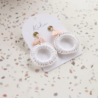 KiKi Earrings by Splosh Pink and White Hoop