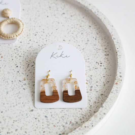 KiKi Earrings by Splosh Gold Wood Loop