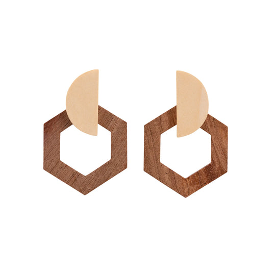 KiKi Earrings by Splosh Wooden Hexagon