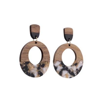 KiKi Earrings by Splosh Black and White Wood Hoop