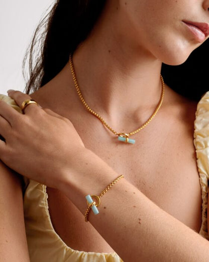 Katie Loxton Azura T Bar Bracelet with Semi Precious Stone