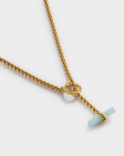 Katie Loxton Azura T Bar Necklace with Semi Precious Stone
