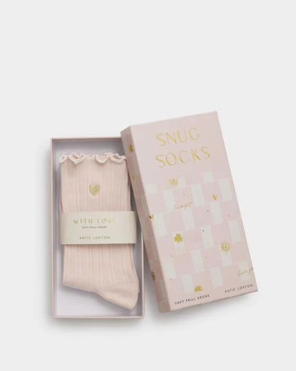 Katie Loxton Frill Socks - Heart Blush Pink