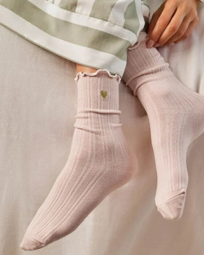 Katie Loxton Frill Socks - Heart Blush Pink