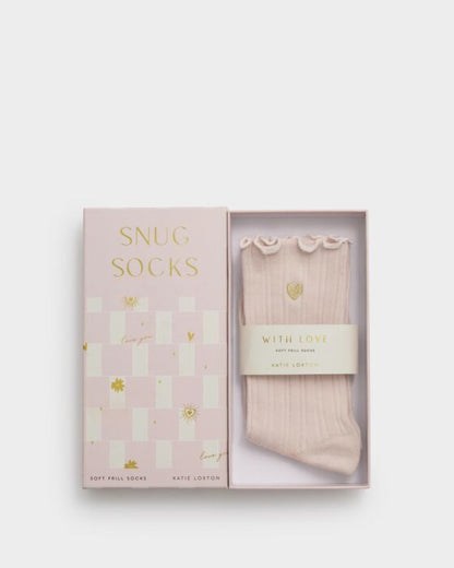 Katie Loxton Frill Socks - Heart Blush Pink