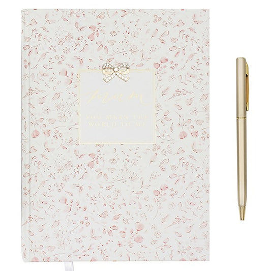 Hearts Designs Floral Mum Notebook and Pen