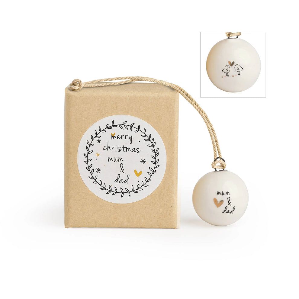 Belly Button Mini Christmas Bauble - Mum & Dad