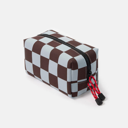 Caroline Gardner Wine & Blue Check Grooming Bag