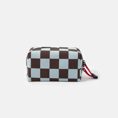Caroline Gardner Wine & Blue Check Grooming Bag