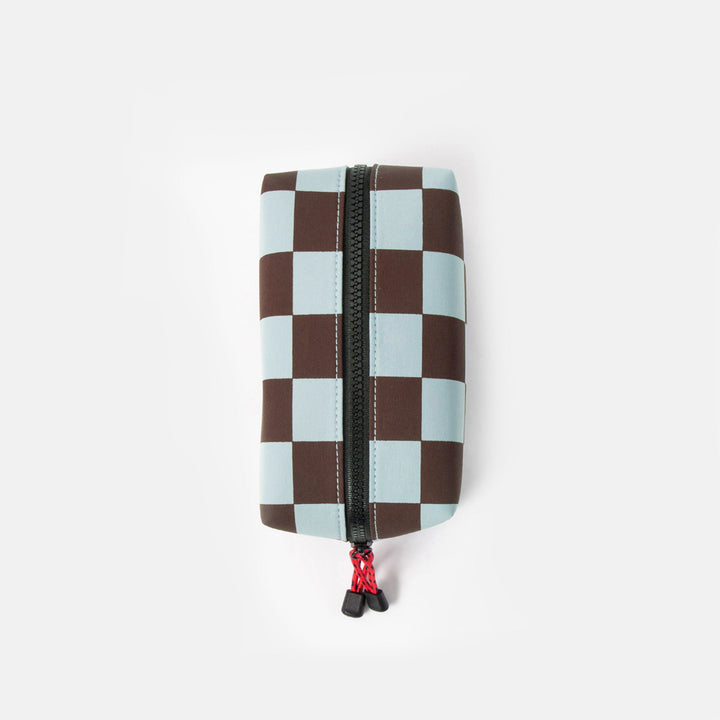 Caroline Gardner Wine & Blue Check Grooming Bag