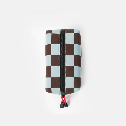 Caroline Gardner Wine & Blue Check Grooming Bag