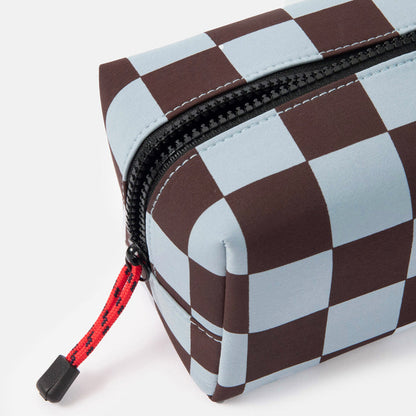 Caroline Gardner Wine & Blue Check Grooming Bag