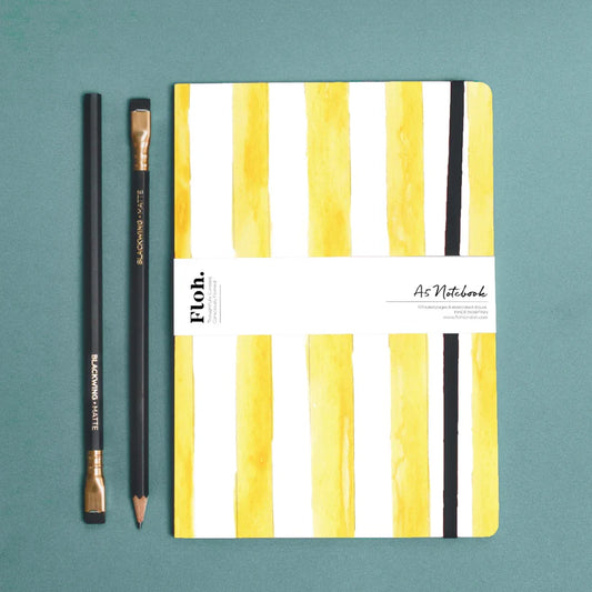 Floh Lemon Stripe A5 Lined Notebook