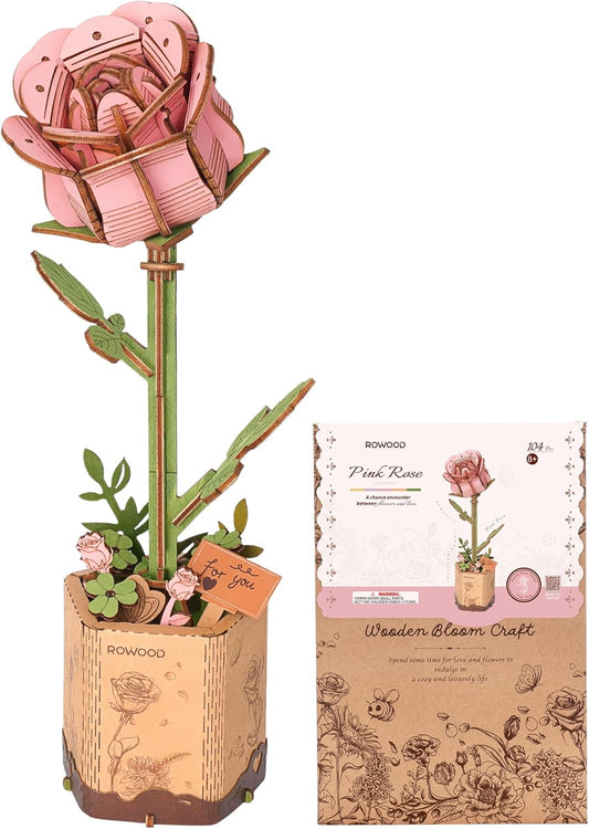 Rowood Wooden Bloom Craft Kit Pink Rose