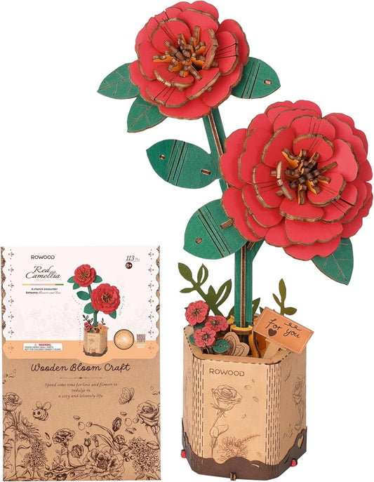 Rowood Wooden Bloom Craft Kit Red Camelia