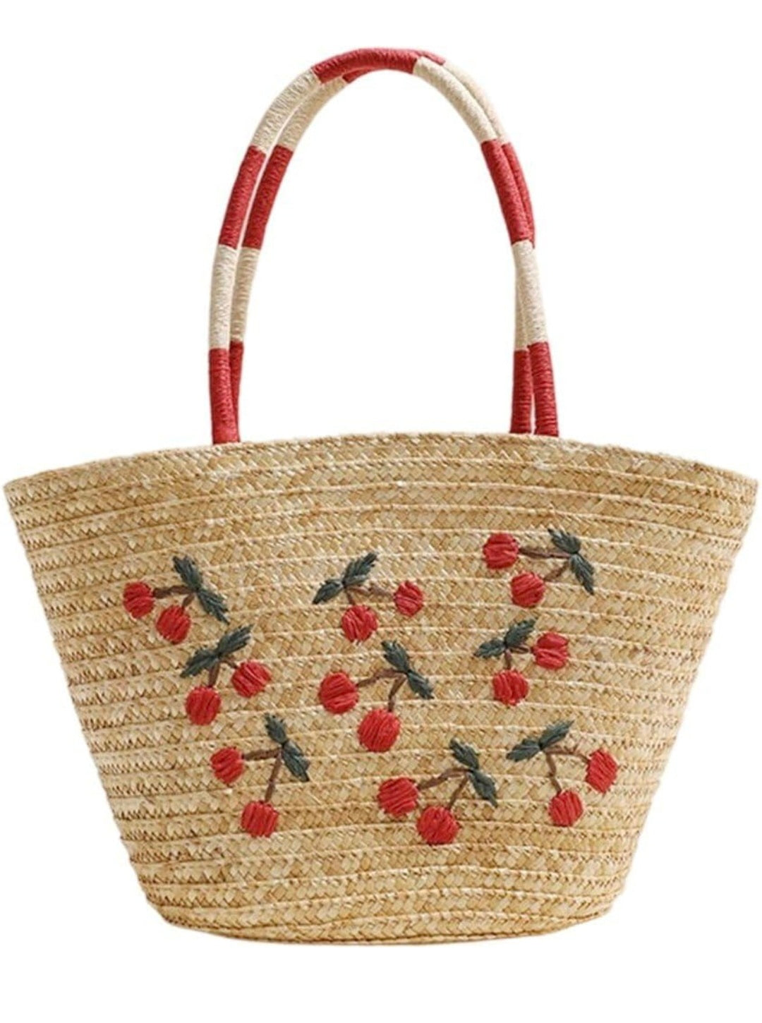 Natural Straw Cherries Large Shopper