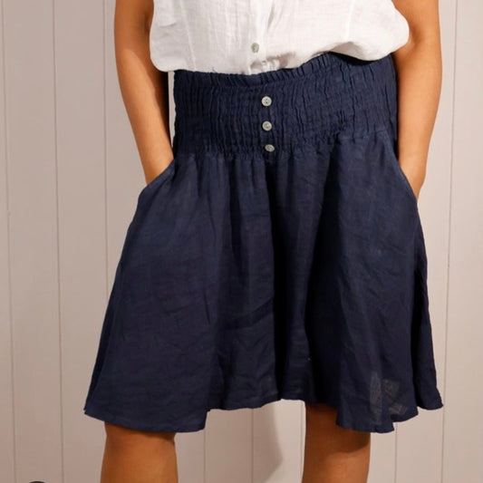 High Waist Shirred Wide Leg Shorts