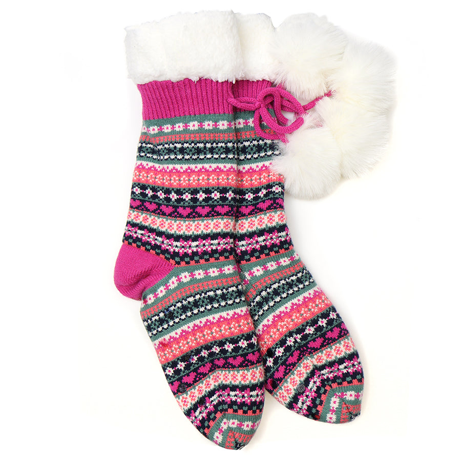 Pom Sherpa Fleece Slipper Socks