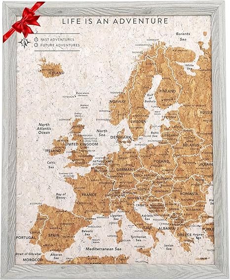 Travel Map Europe Desk Size - Grey