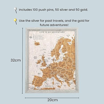 Travel Map Europe Desk Size - Grey