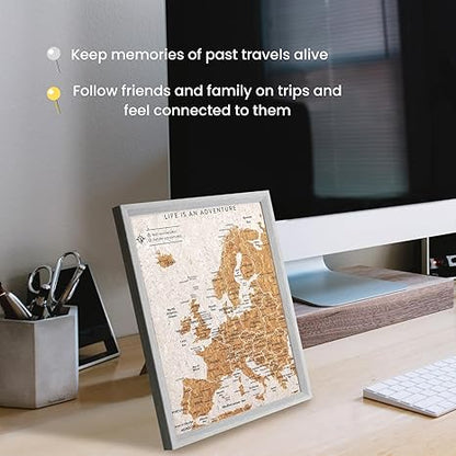 Travel Map Europe Desk Size - Grey