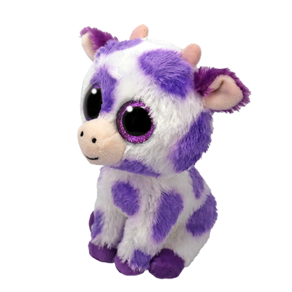 TY Ethel Cow Beanie Boos - purple spotted cow