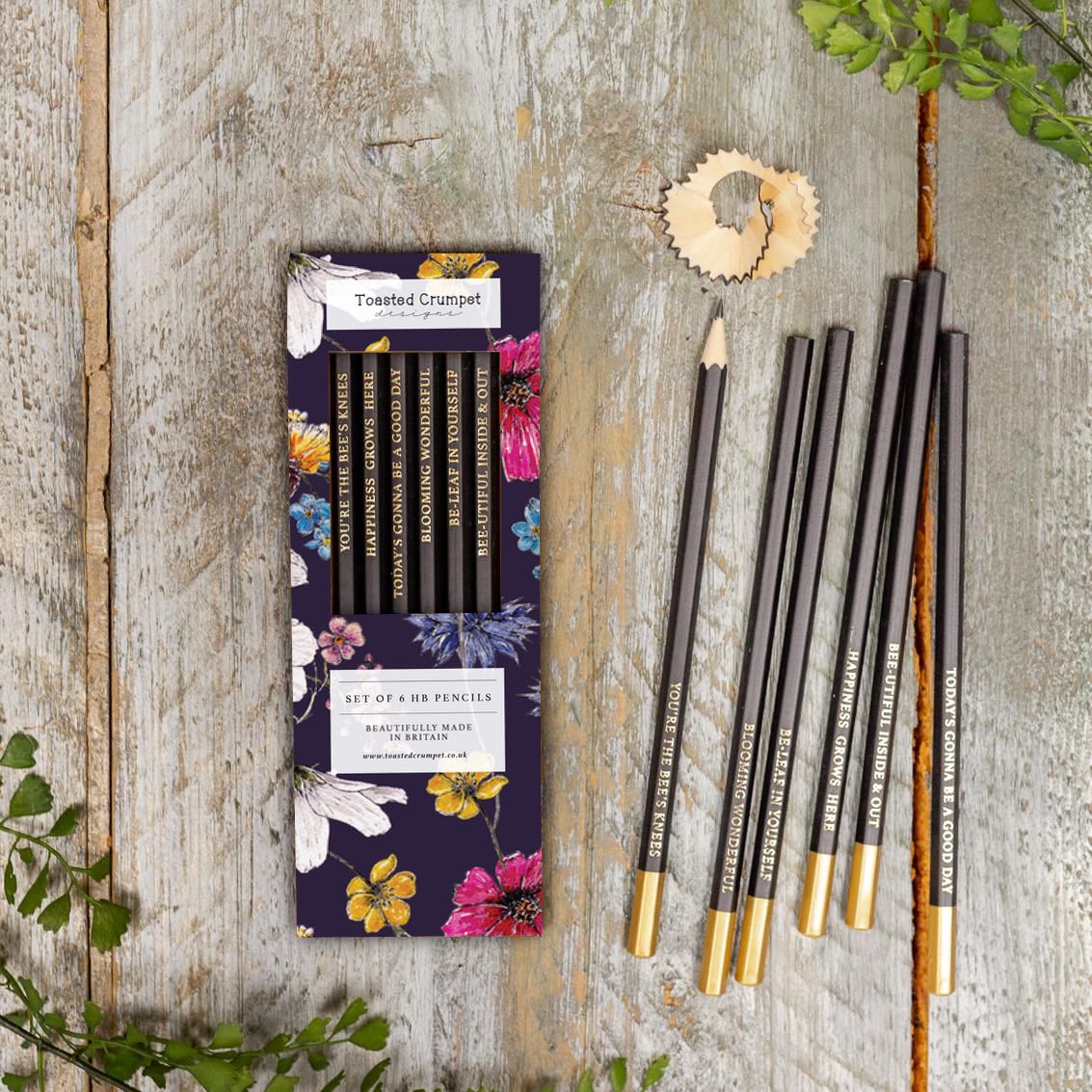 Toasted Crumpet The Regency Gardens Set of 6 Pencils