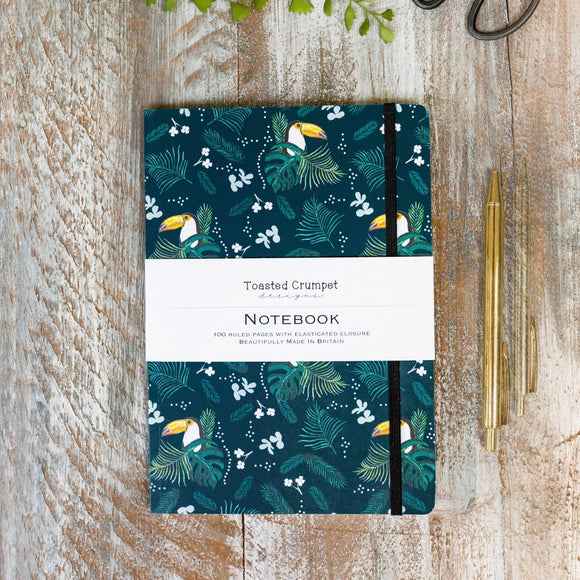 Toasted Crumpet Toucan Noir A5 Lined Notebook