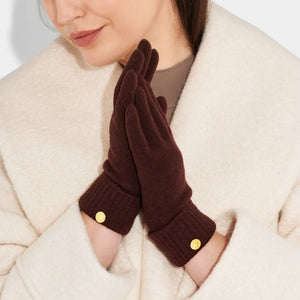 Katie Loxton Knitted Gloves Cocoa