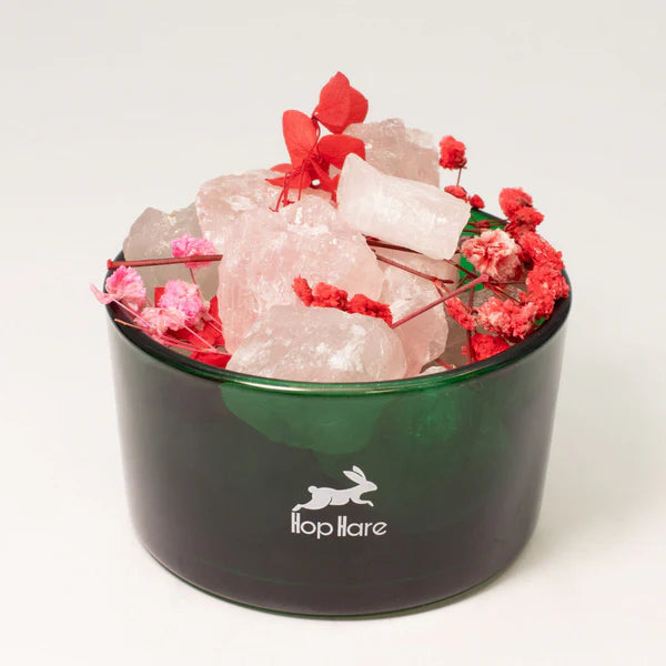 Hop Hare Diffusing Crystals & Floral Set, Rose Quartz and Dry Flowers - The Lovers